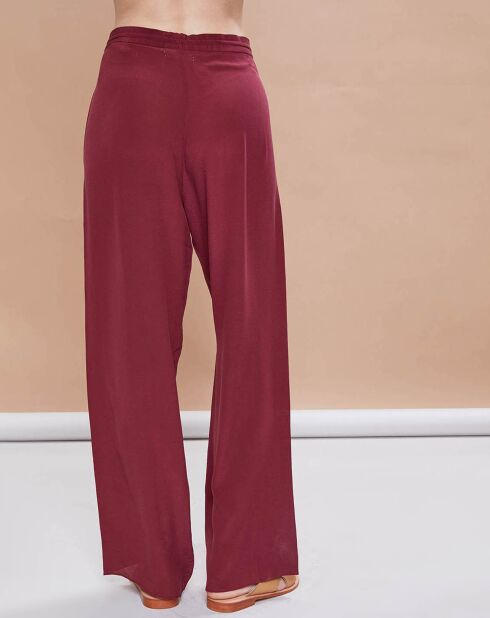 Pantalon en Crêpe de Soie Tiago noir tomate