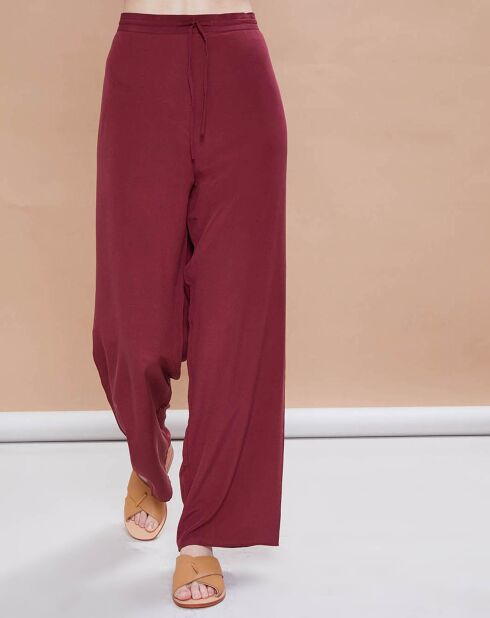 Pantalon en Crêpe de Soie Tiago noir tomate