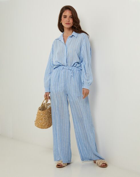 Pantalon 100% Lin Giogia ciel
