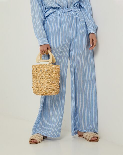 Pantalon 100% Lin Giogia ciel
