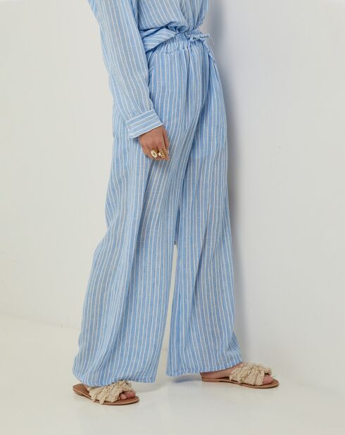 Pantalon 100% Lin Giogia ciel