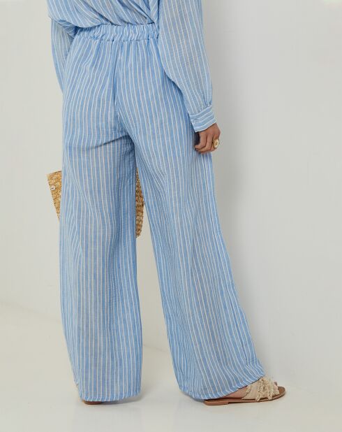 Pantalon 100% Lin Giogia ciel