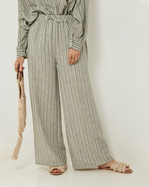 Pantalon 100% Lin Giogia kaki