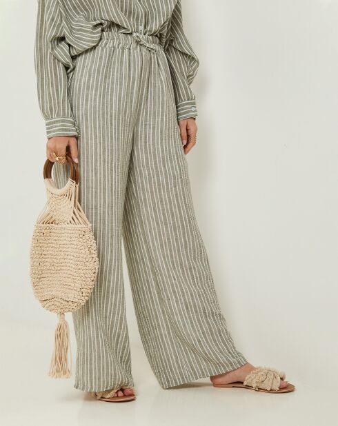 Pantalon 100% Lin Giogia kaki