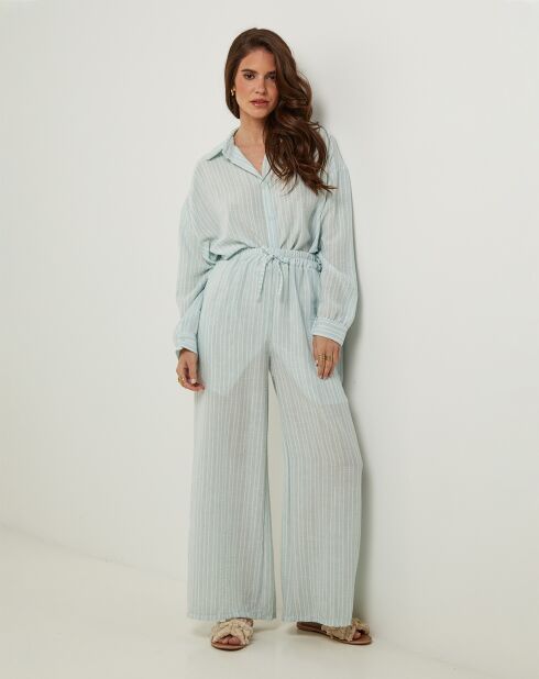 Pantalon 100% Lin Giogia menthe