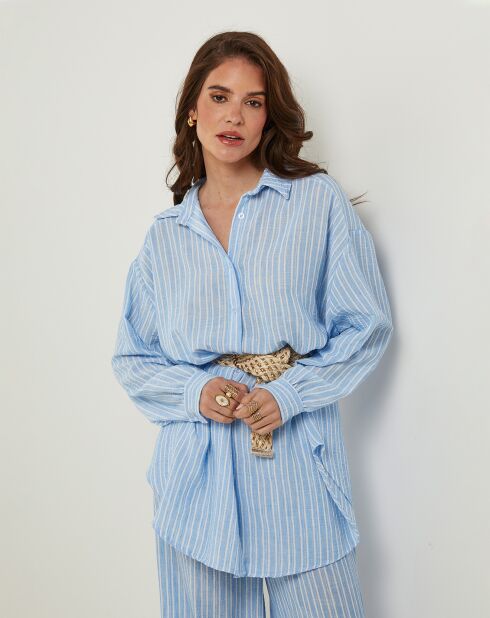 Chemise 100% Lin Veronique ciel