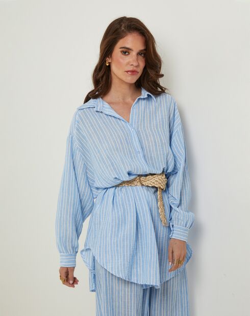 Chemise 100% Lin Veronique ciel