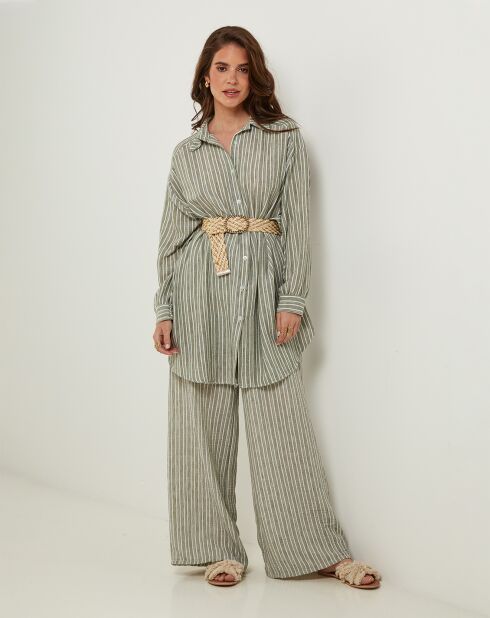 Chemise 100% Lin Veronique kaki