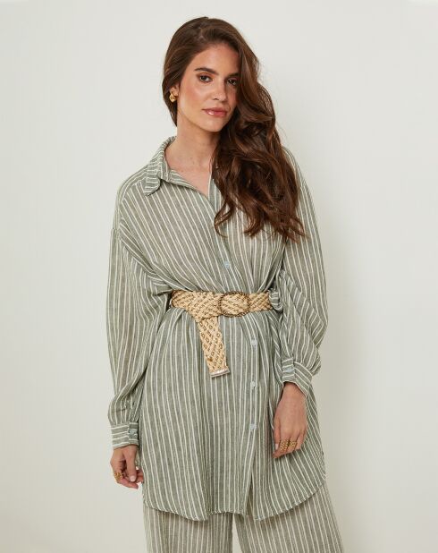 Chemise 100% Lin Veronique kaki