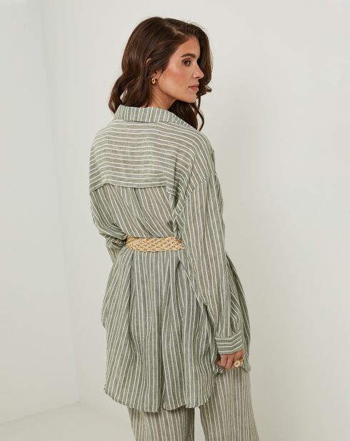 Chemise 100% Lin Veronique kaki