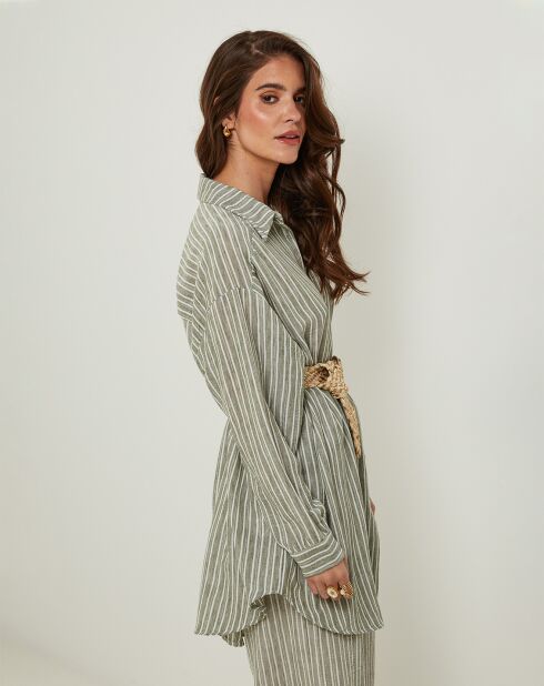 Chemise 100% Lin Veronique kaki