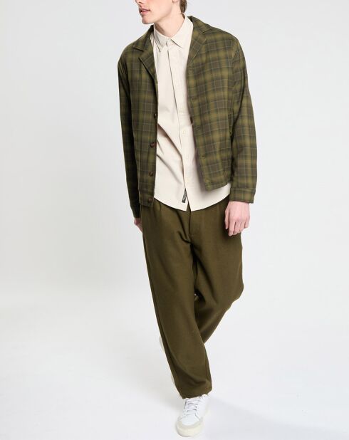 Pantalon à pinces en Laine mélangée kaki