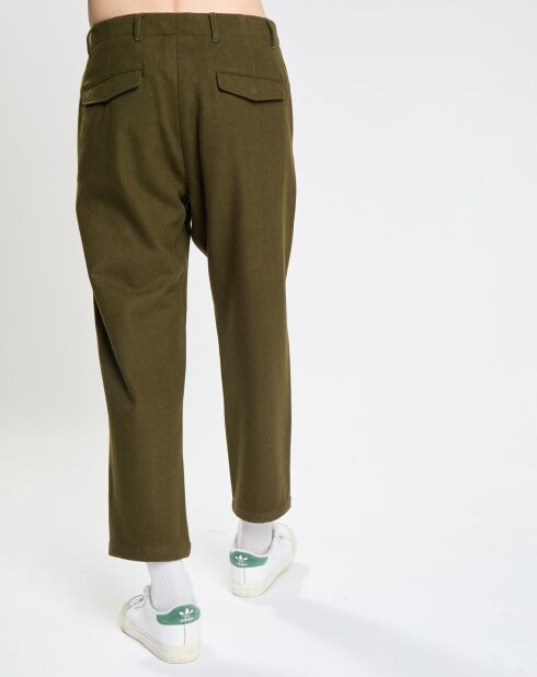 Pantalon à pinces en Laine mélangée kaki