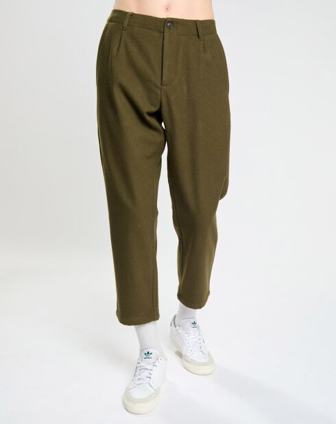 Pantalon à pinces en Laine mélangée kaki