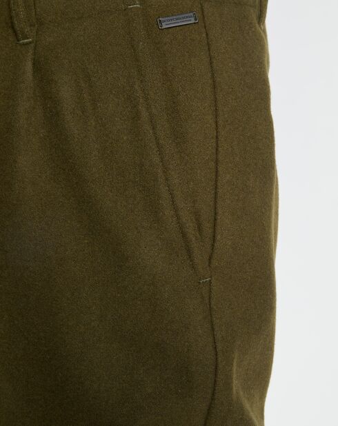 Pantalon à pinces en Laine mélangée kaki