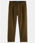 Pantalon à pinces en Laine mélangée kaki