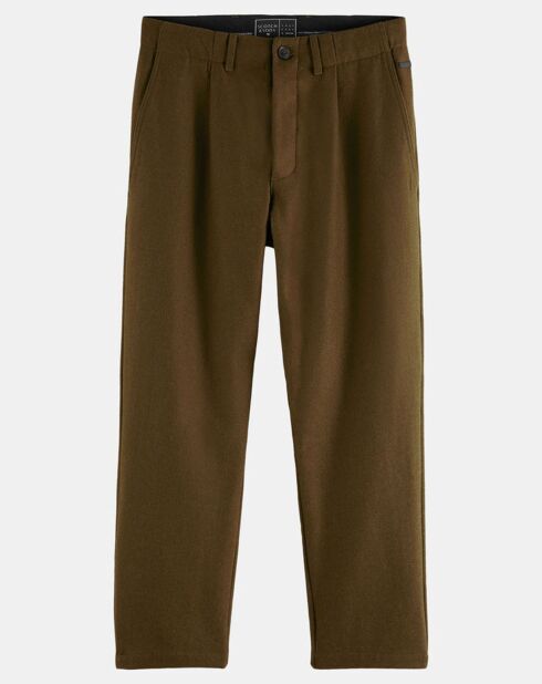 Pantalon à pinces en Laine mélangée kaki