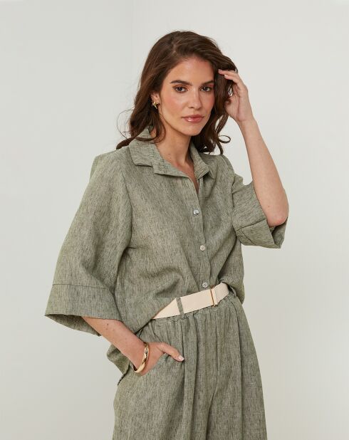 Chemise 100% Lin Jessy kaki