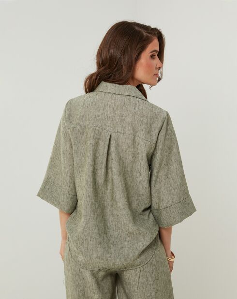 Chemise 100% Lin Jessy kaki