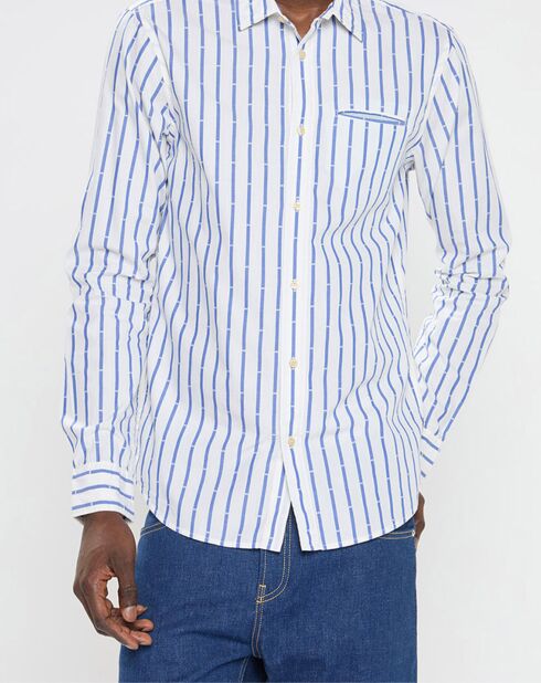 Chemise Rayée Pocket Rf blanc/bleu