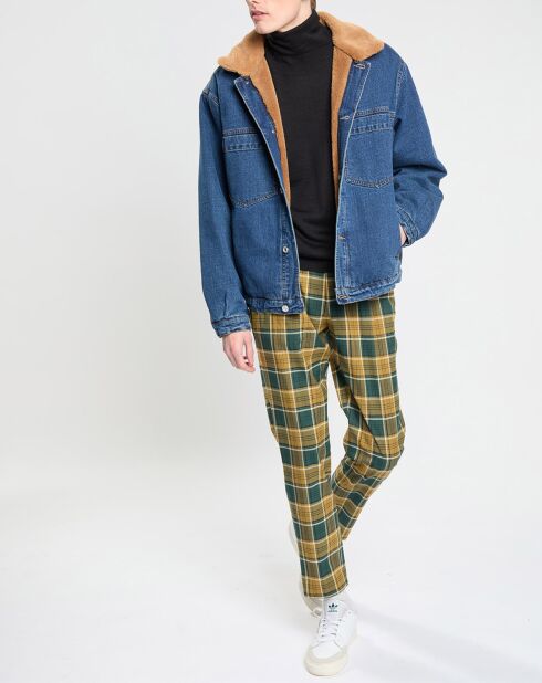 Blouson en Denim Col & Intérieur Sherpa bleu jean