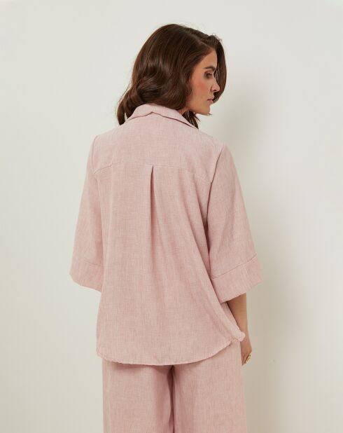 Chemise 100% Lin Jessy rose pâle