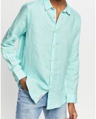 Chemise 100% Lin Regular Fit Garment Dyed vert d'eau