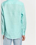 Chemise 100% Lin Regular Fit Garment Dyed vert d'eau