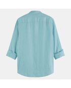 Chemise 100% Lin Regular Fit Garment Dyed vert d'eau