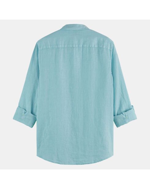 Chemise 100% Lin Regular Fit Garment Dyed vert d'eau