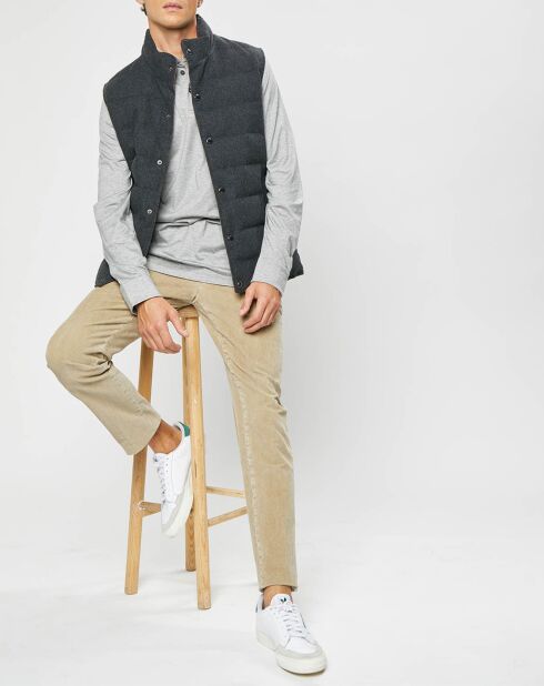 Pantalon Chino Slim en Velours côtelé beige