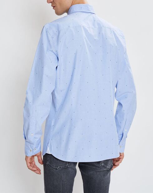 Chemise Slim Fit Fil Coupé imprimée bleue