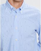Chemise Slim Fit Fil Coupé imprimée bleue