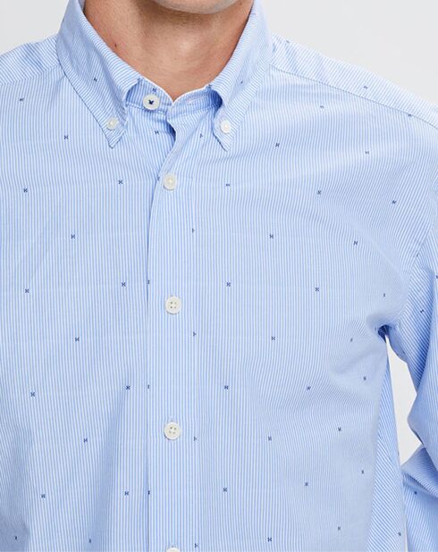 Chemise Slim Fit Fil Coupé imprimée bleue