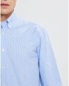 Chemise Slim Fit Fil Coupé imprimée bleue