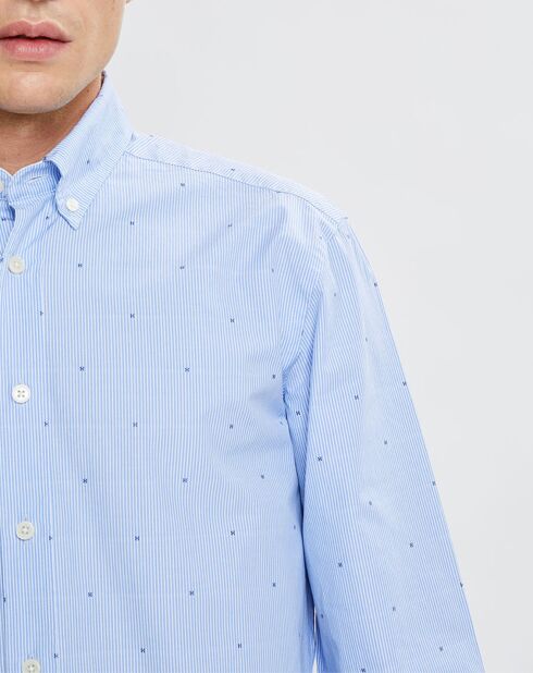 Chemise Slim Fit Fil Coupé imprimée bleue