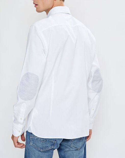 Chemise Slim Fit Patch Coude blanche