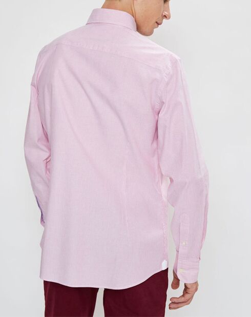 Chemise Slim Fit Milleraie Oxford blanc/rose