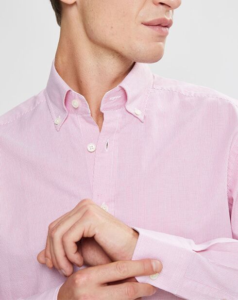 Chemise Slim Fit Milleraie Oxford blanc/rose