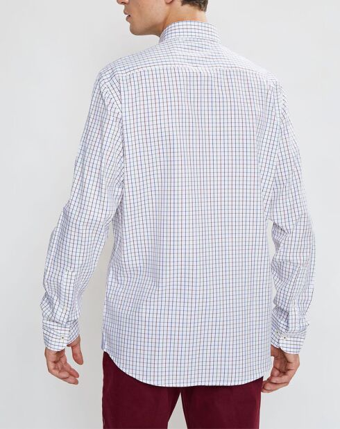 Chemise Slim Fit à carreaux tricolores blanche