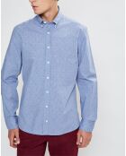 Chemise Slim Fit Wash fil coupé bleue