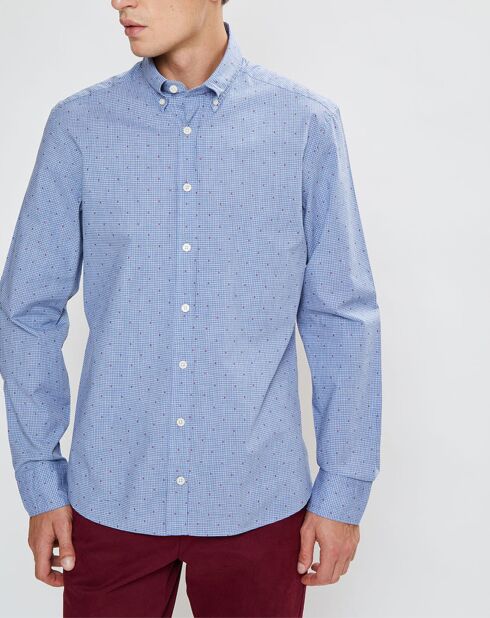 Chemise Slim Fit Wash fil coupé bleue