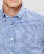 Chemise Slim Fit Wash fil coupé bleue