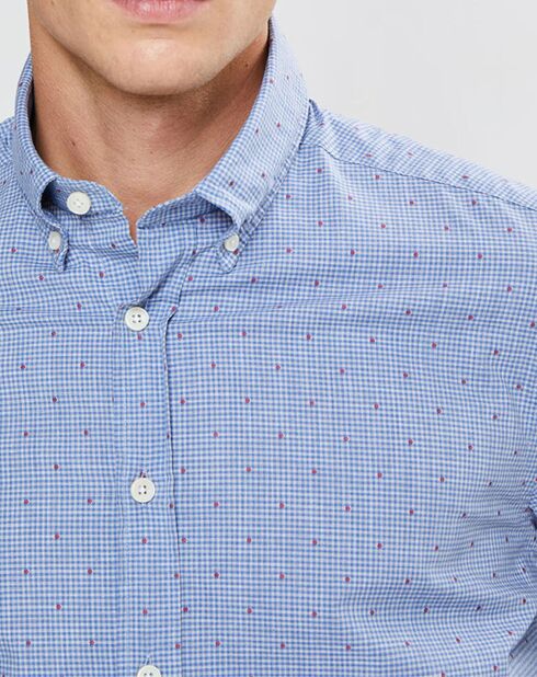 Chemise Slim Fit Wash fil coupé bleue
