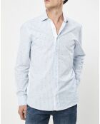 Chemise Slim Fit à rayures & points bleu clair