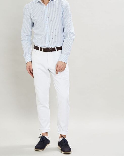 Chemise Slim Fit à rayures & points bleu clair