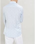 Chemise Slim Fit à rayures & points bleu clair