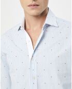 Chemise Slim Fit à rayures & points bleu clair