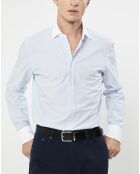 Chemise Slim Fit à fines rayures bleue