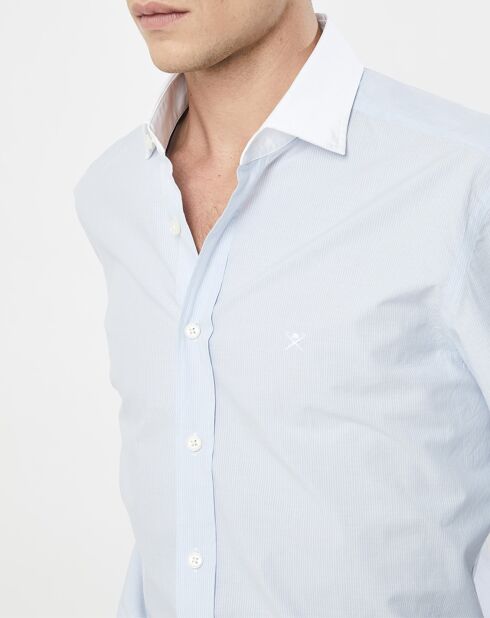 Chemise Slim Fit à fines rayures bleue